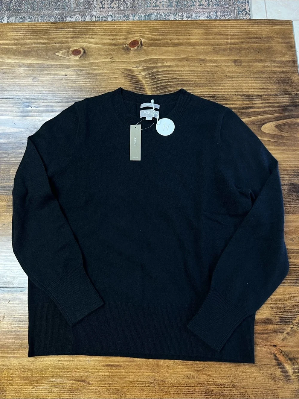 J. Crew Cashmere classic-fit crewneck sweater in Black Size Medium NWT